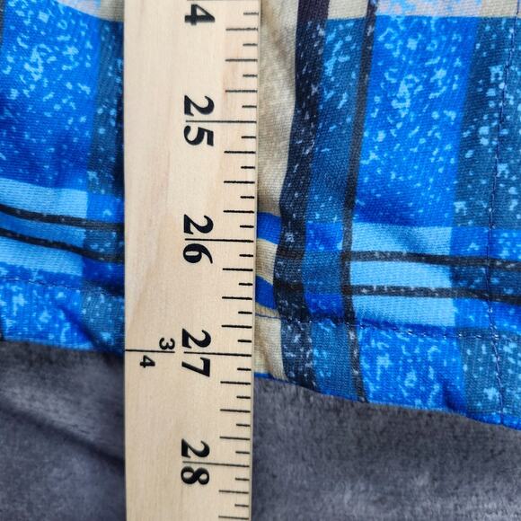 Men's Zip up Quilted Lined Button Down Plaid Jacket with Hood Blue L - Picture 4 of 9